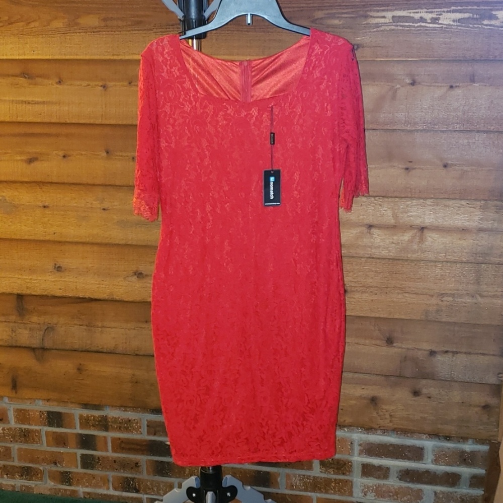 Red lace dress